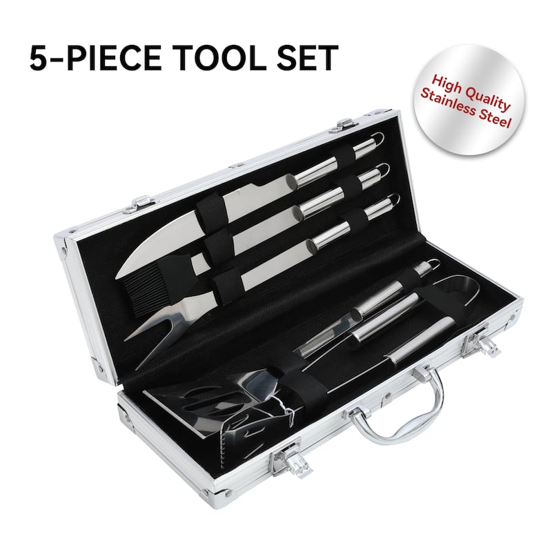 Royal Gourmet TF0558S Stainless Steel Spatula, 5 pieces, Non-Stick Dishwasher Grilling Tool Set