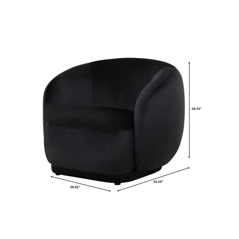 Faze Mid-Century Velvet Barrel Accent Chair with Solid Wood Frame, Plush Foam Cushion, No Assembly Required