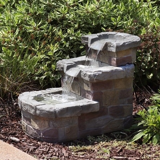 Sunnydaze Brick Steps Outdoor Water Fountain Tall
