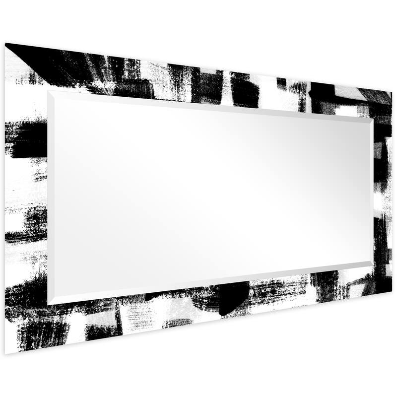 Jam Session Rectangular Beveled Mirror on Free Floating Printed Tempered Art Glass - Clear - 54" x 28"
