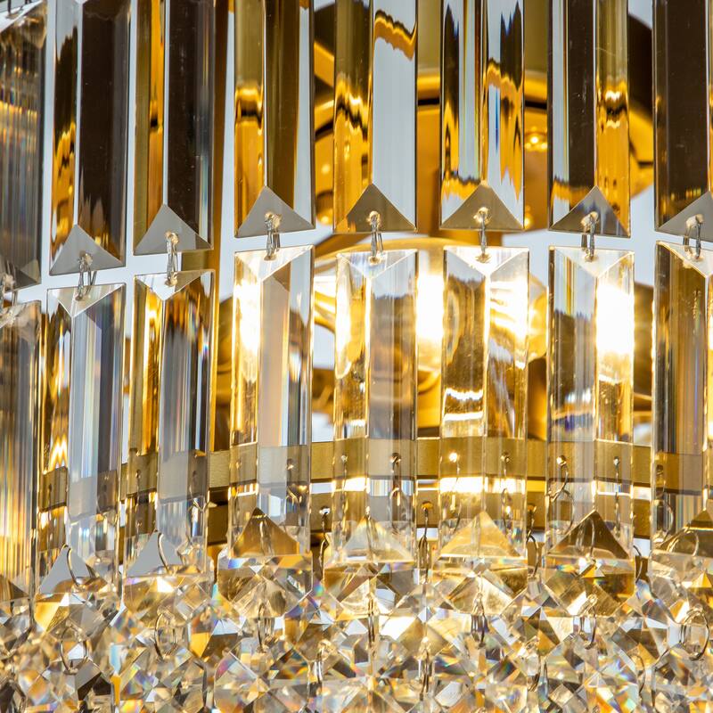 CraftHome 3 Lights Modern Glam Gold Tier Round Crystal Chandelier