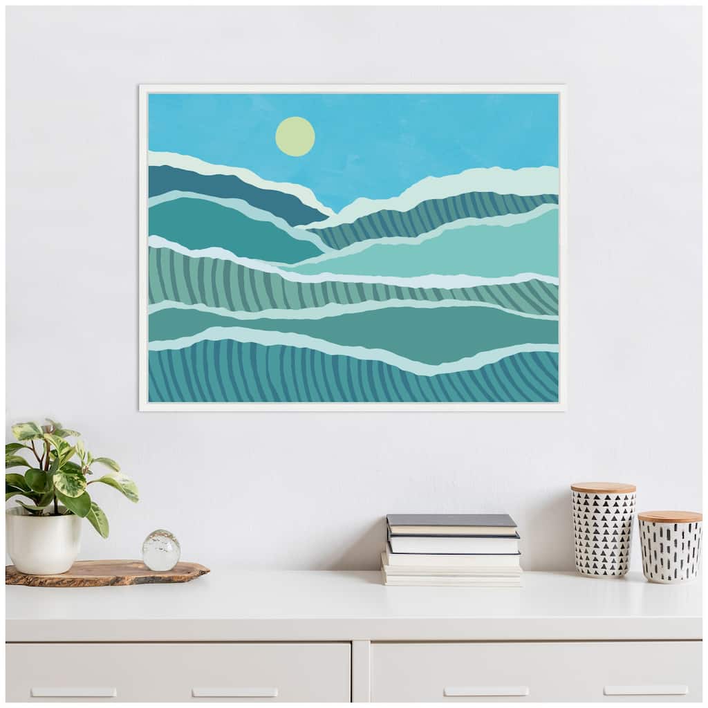 Kate and Laurel Sylvie Abstract Waves Framed Canvas by Rachel Lee