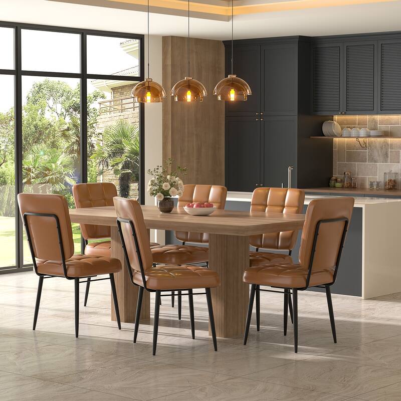 Modern Dining Chairs Set of 2/4/6/8, Upholstered Kitchen Chairs with Thick Cushion for Dining Room - Set of 6 - Turmeric Brown