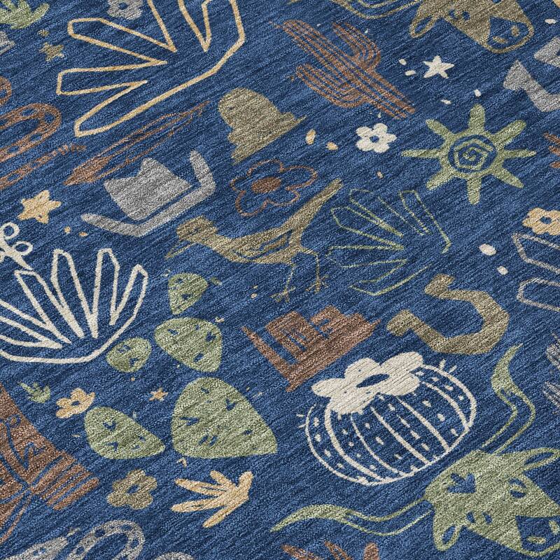 Machine Washable Indoor/ Outdoor Modern Ranch Chantille Rug