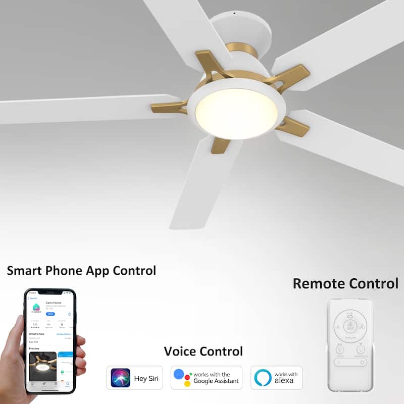 CARRO Joule 52" 5-Blade Smart Ceiling Fan with Light and Remote-Flush Mount