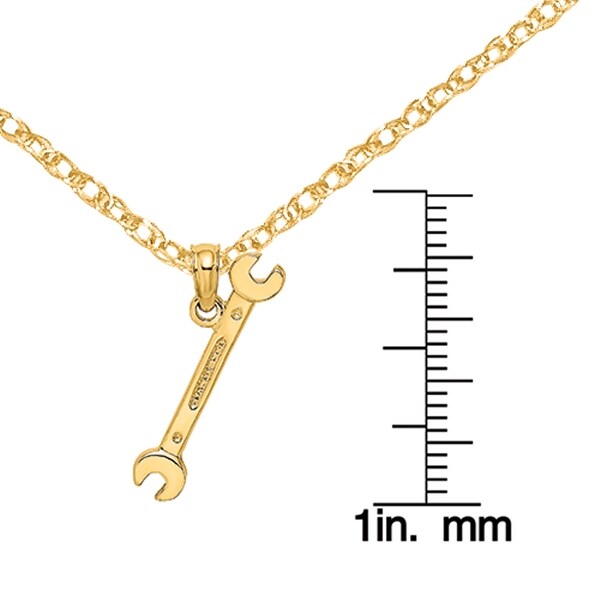 14k Yellow Gold Wrench Pendant