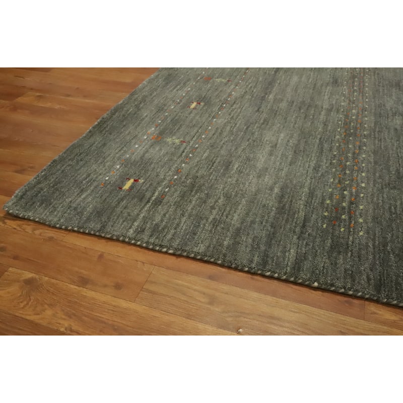 Hand Knotted Oriental 100% Wool Carpet Tribal Animal Pictorial Green Gabbeh Area Rug - 7' 4'' X 5' 2''