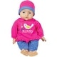 preview thumbnail 2 of 3, Lissi: 18" Talking Baby Doll Set - Pink & Blue - I Love You Mummy Shirt, Hat