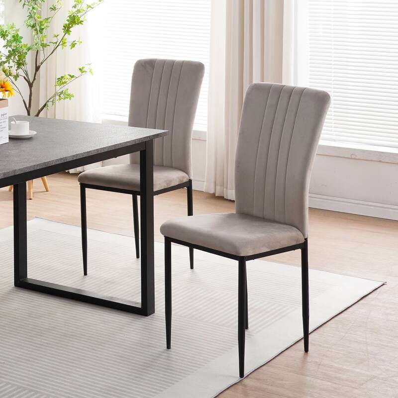 16.1" Velvet Upholstered Chairs with Metal Legs, Set of 4