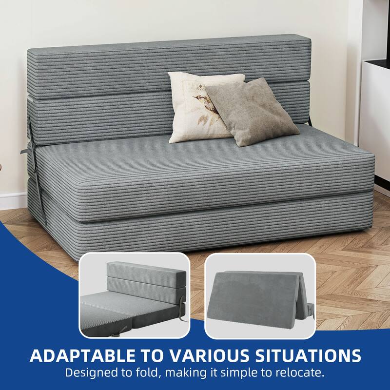 Moasis Convertible Folding Sofa Bed, Corduroy Fabric Fold Out Sleeper Chair