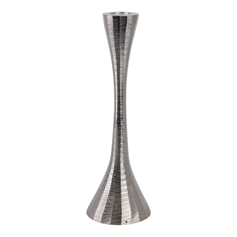 Glam Metal and Wood Taper Candle Holder Sculptural Silhouette MDF Base