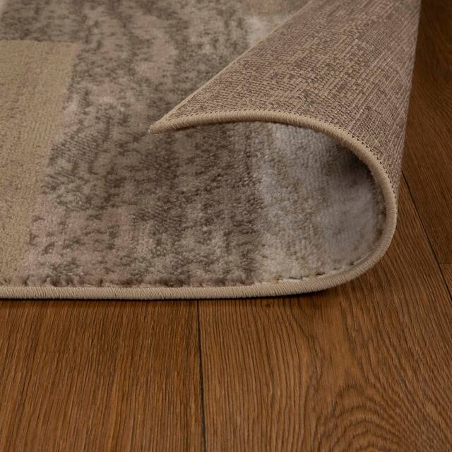 Miranda Haus Geometric Modern Patchwork Polypropylene Indoor Area Rug