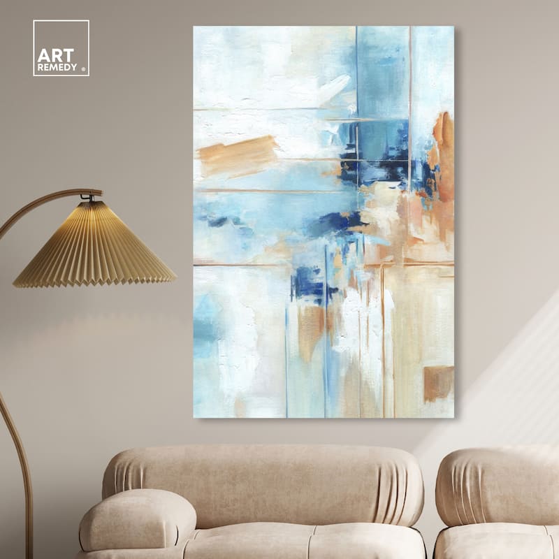 Art Remedy House Of Lines I Gallery Wrapped Blue Abstract 1 Piece Canvas Wall Art