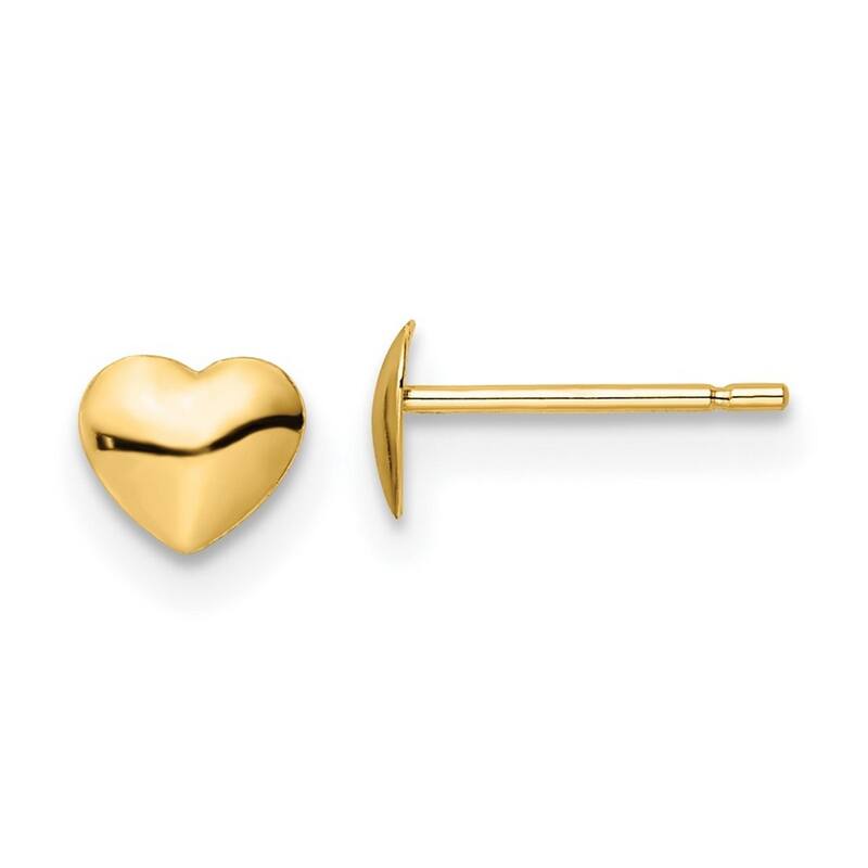 Curata 14k Yellow Gold Polished 4.5x5.25mm Love Heart Post Earrings