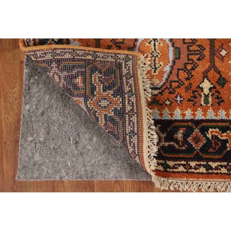 Geometric Orange Kazak Indian Runner Rug Handmade Wool Carpet - 2'7"x 9'11"