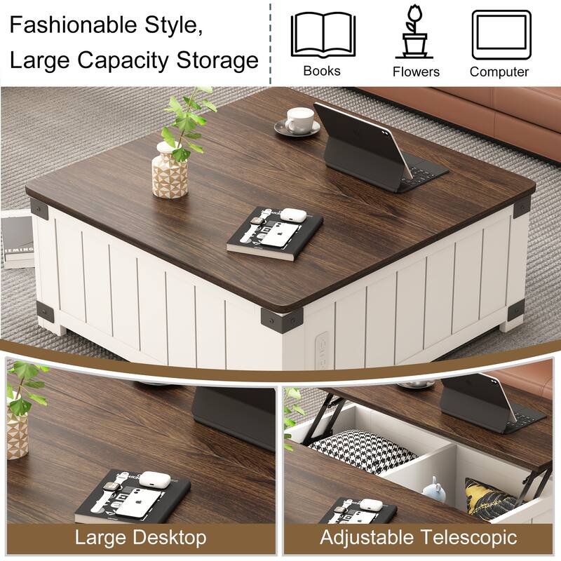 Farmhouse Lift Top Coffee Table with Storage