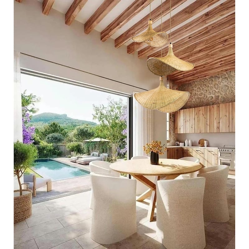 Three Lights Unique Rattan Pendant Light