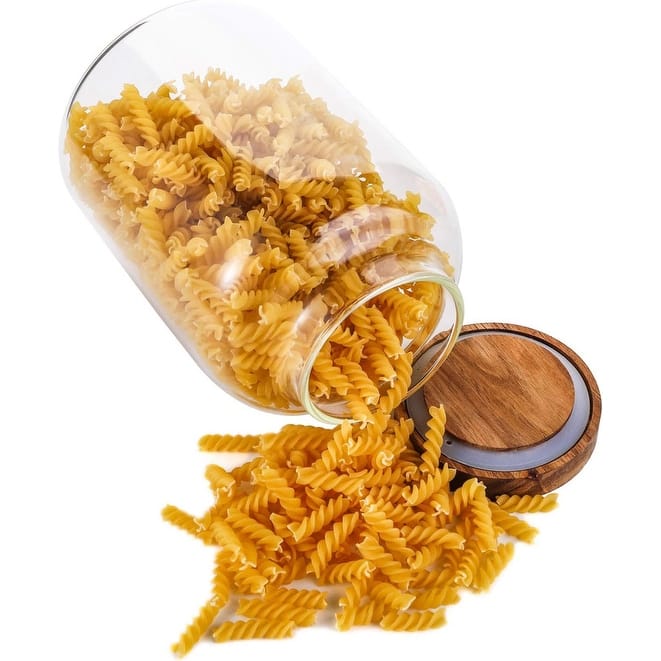 Large Glass Food Storage Container with Airtight Wooden Lid