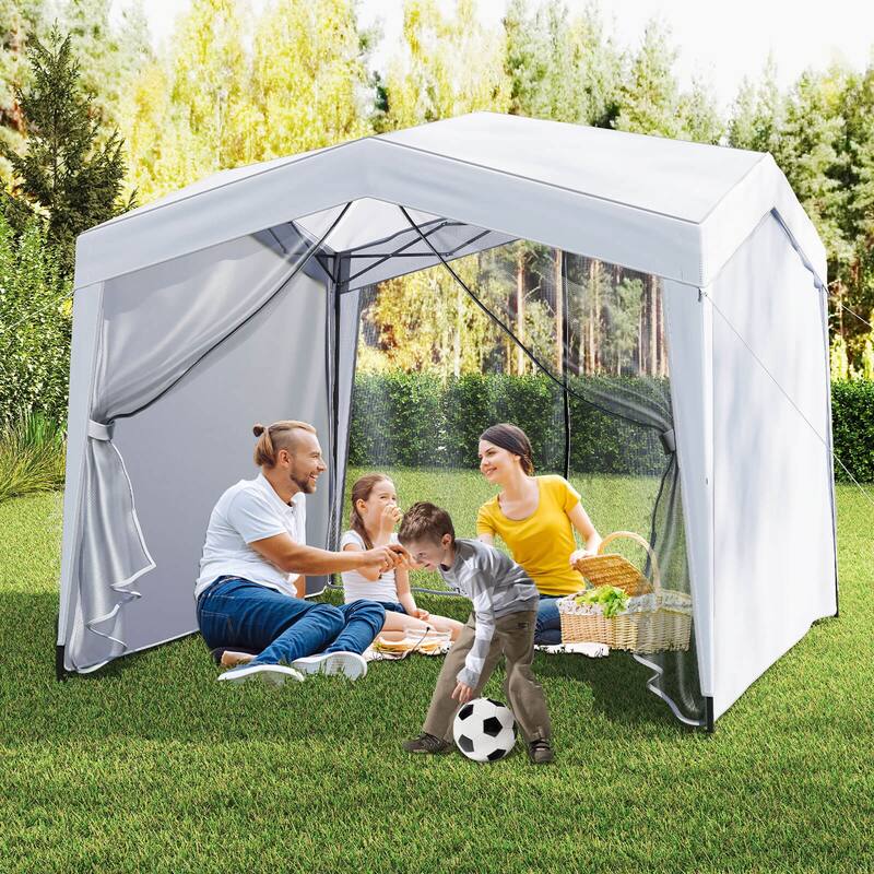Costway 10 X 10 FT Pop up Canopy Tent with 4 Sidewalls Mesh Netting - See Details