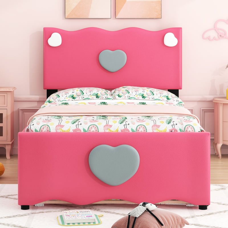 Twin Size Upholstered Platform Bed with Trundle