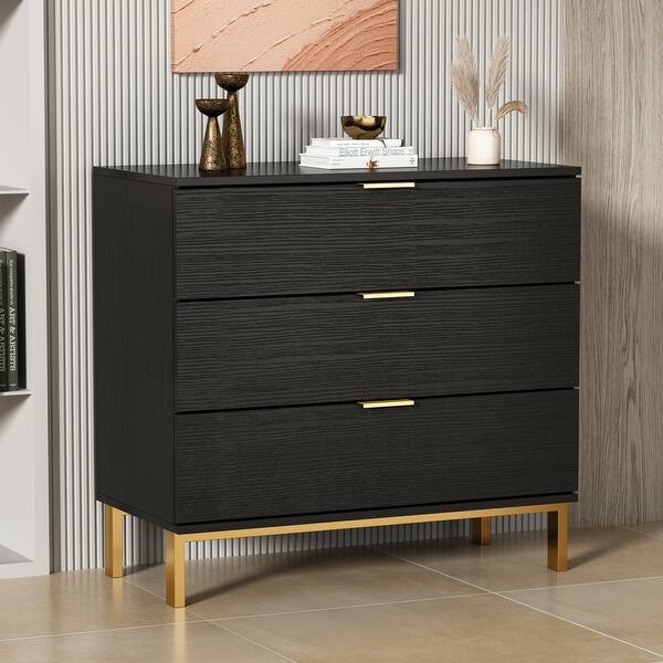 Timechee 3 Drawer 29.7'' H Storage Chest Black Dresser End Table Bed