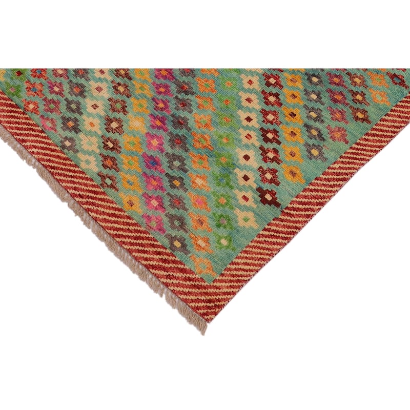 Boho Chic Balochi Owen Blue/Red Hand Knotted Wool Rug - 3'4'' x 5'0''