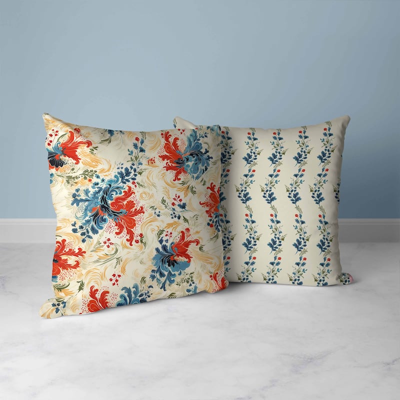 Red And Blue Retro Remix Faux Suede Throw Pillow Zipper