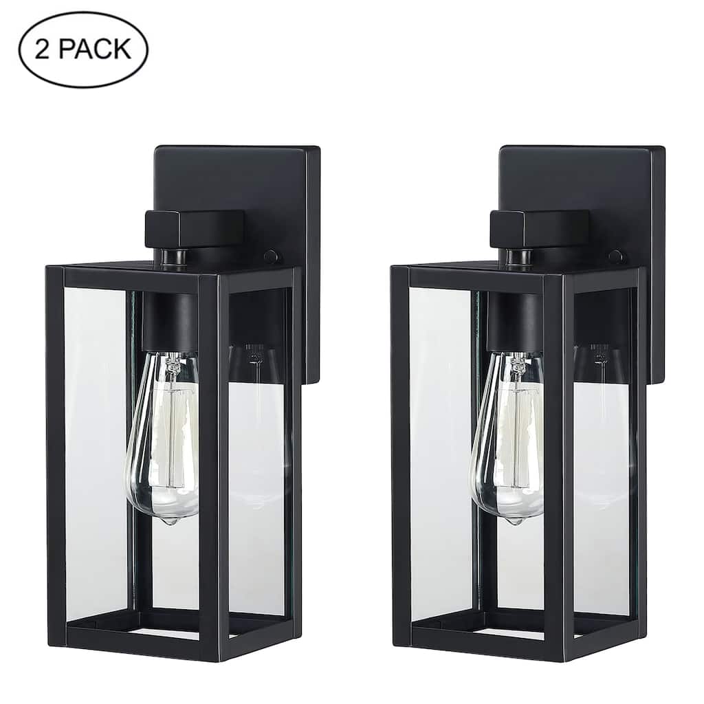 2-pack 13" H 1-Light Black Outdoor wall Lantern(Dusk to Dawn could be chosen)