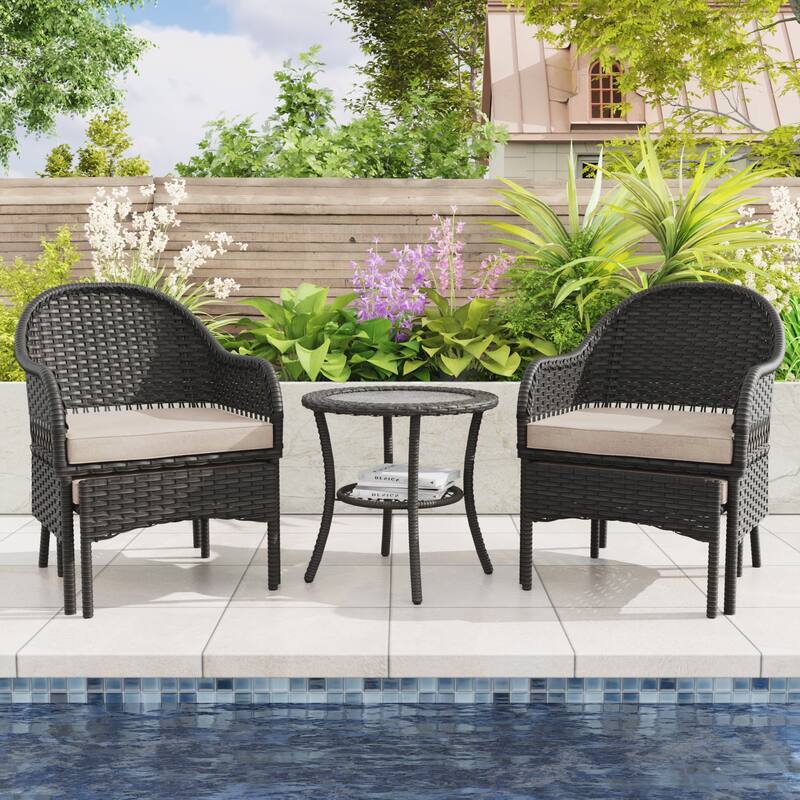 Cozywor 5-Piece Wicker Outdoor Patio Conversation Lounge Chair Set