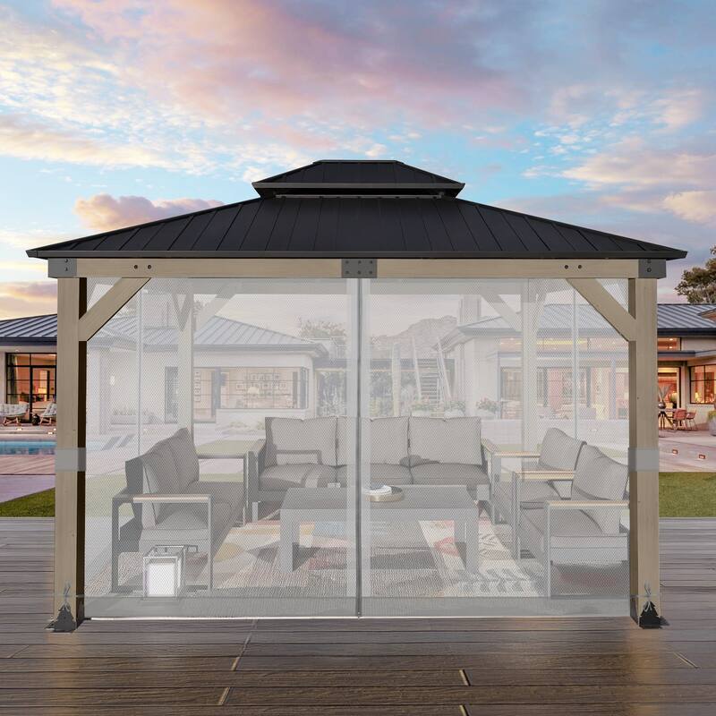 Aoodor Universal 12 x 14 ft. Gazebo Replacement Mosquito Netting Screen 4-Panel Sidewalls (Only Netting)