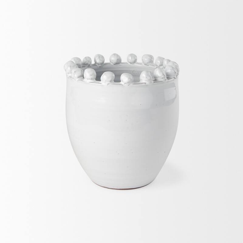 Basin Small White Glazed Ceramic Vase