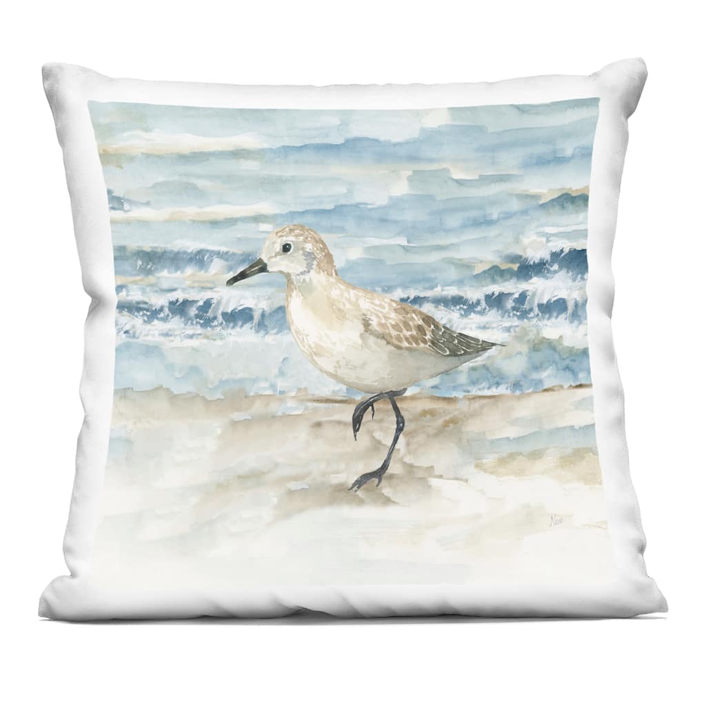 Stupell Balancing Sandpiper on Shore Decorative Printed Throw Pillow Design by Nan