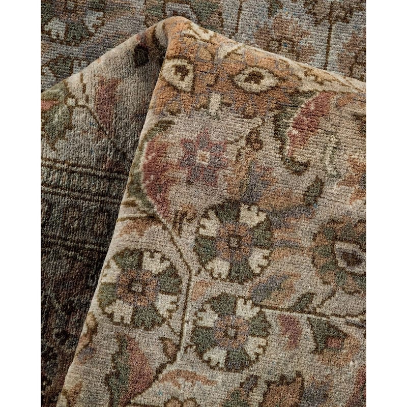 Overton Hand Knotted Wool Vintage Inspired Modern Contemporary Overdyed Gray Runner Rug - 2' 7" x 12' 6"