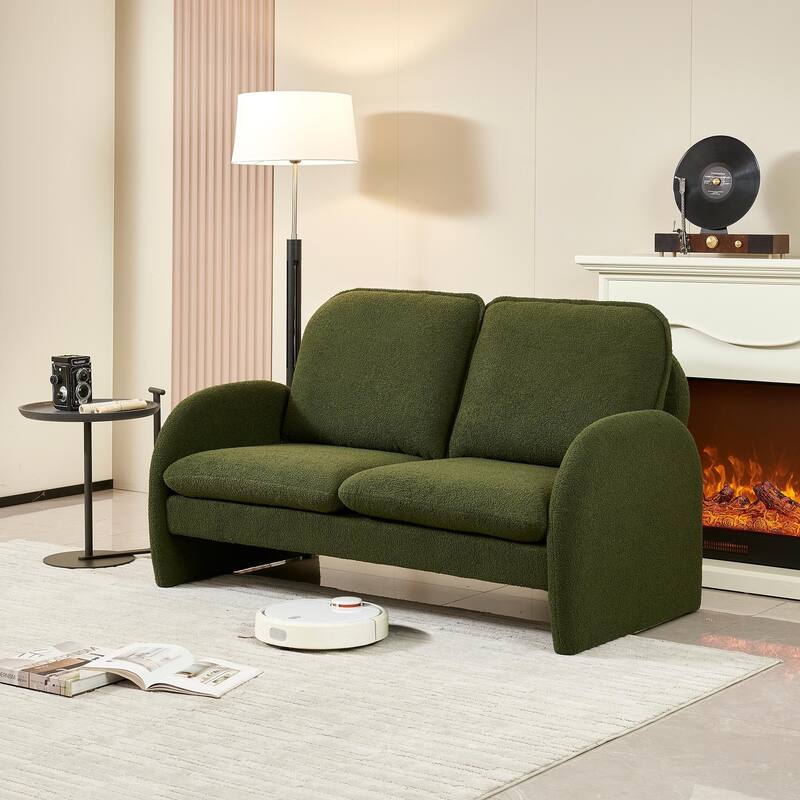 Modern Sherpa Upholstered Accent Chair - Green-59.05"*30.70"*34.25"(L*W*H)