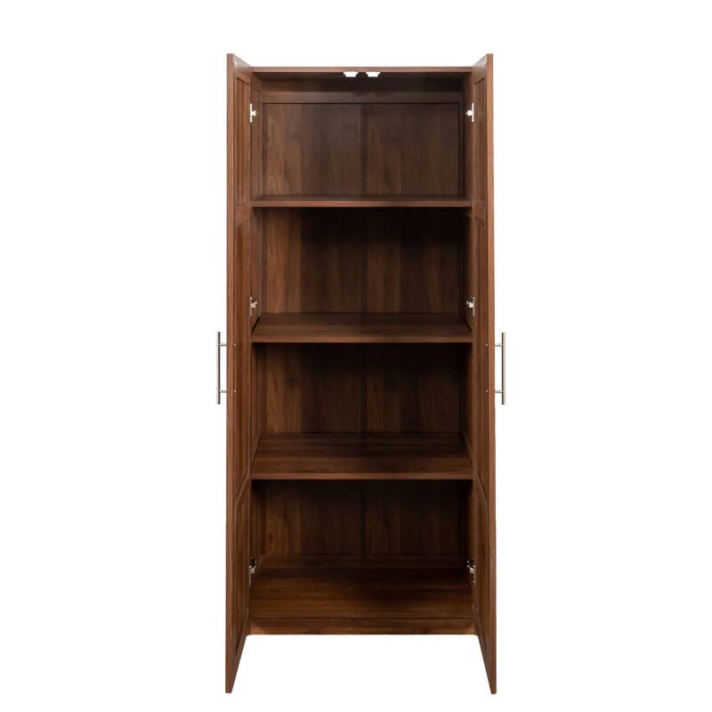 Freestanding Pantry Cabinet with Doors and Shelves, Kitchen Wood Pantry Storage Cabinet Cupboard for Dining Room, Living Room