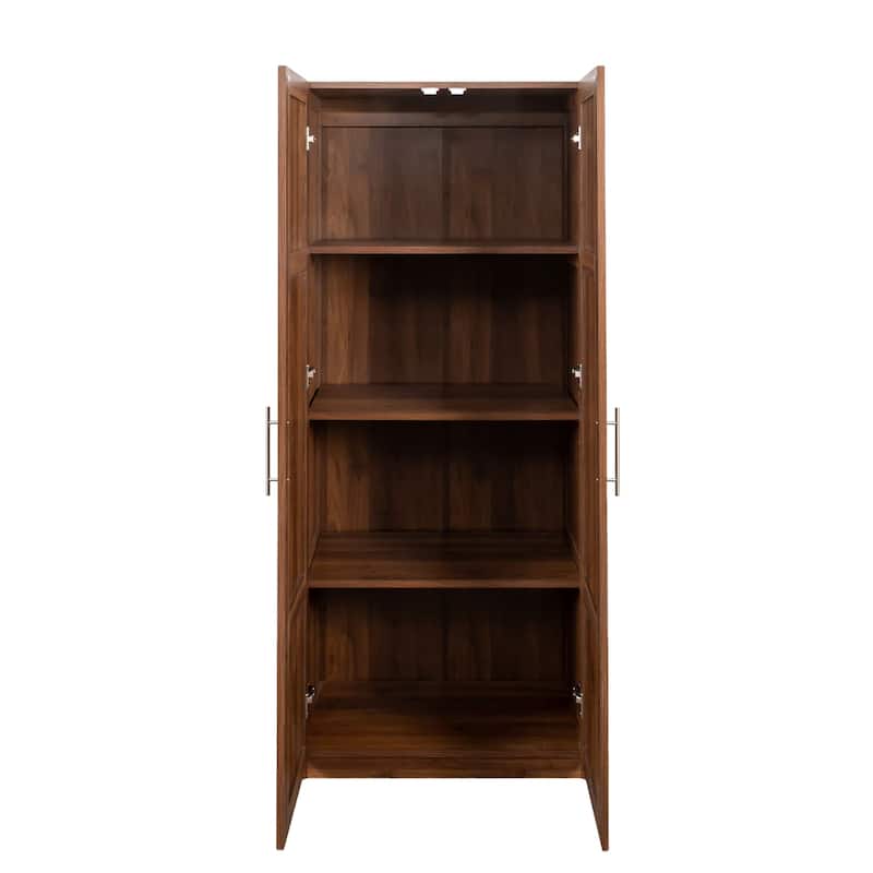 High Wardrobe and Kitchen Cabinet with 2 Doors and 3 Partitions to Separate 4 Storage Spaces