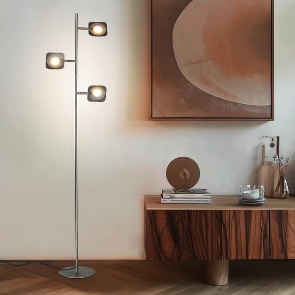 Brightech Tree 60 in. Platinum Silver Industrial 3-Light 3-Way Dimming ...