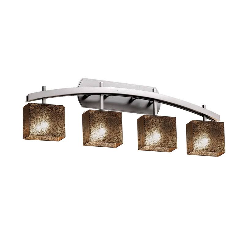 Justice Design Fusion Archway 4-light Brushed Nickel Bath Bar, Mercury Rectangle Shade