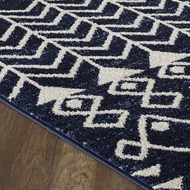 Totti Loops Navy/Cream 6x9 Southwestern Rug 6'X9' Rectangular 6'X9