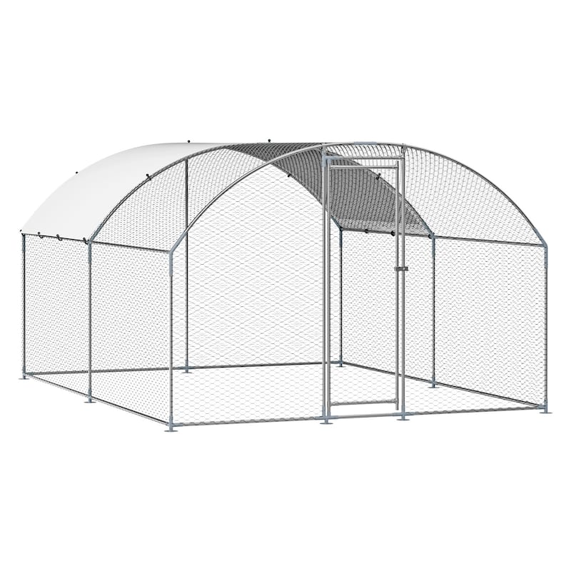 UIMOSO Metal Chicken Coop, Large Walk-in Chicken Runs with Cover, Hen House Enclosure with Security Lock - 9.8x13.1x6.5 ft - Doom Roof