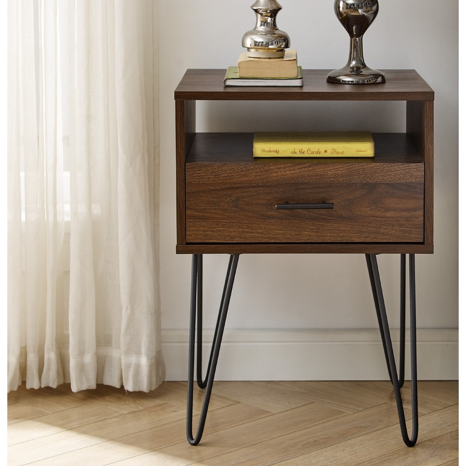 1-Drawer Hairpin Side Table 
