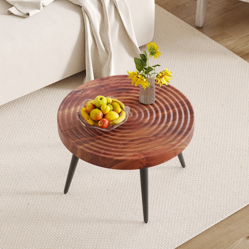 Modern Round Coffee Table - Annular Texture