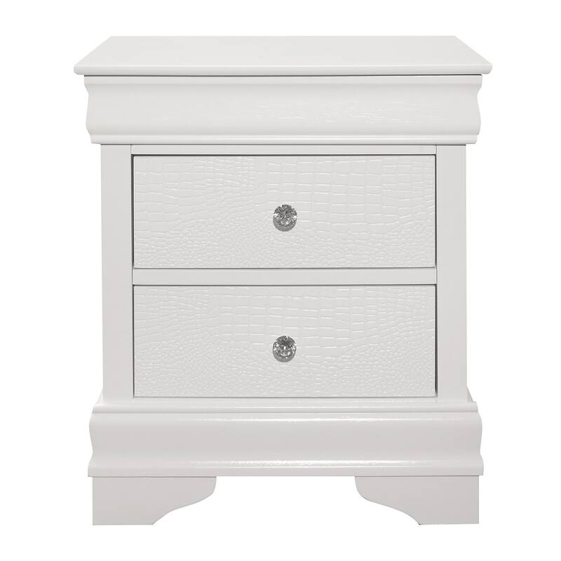 Crisp White 2 Drawer 21 in. W Nightstand with Sturdy Hardware and Ample Storage