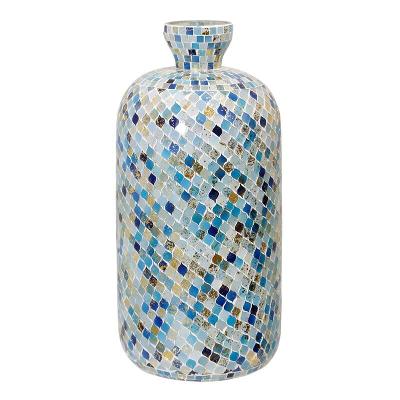 StyleCraft Glass Vase - Blue Mosaic - 8.75" x 18"