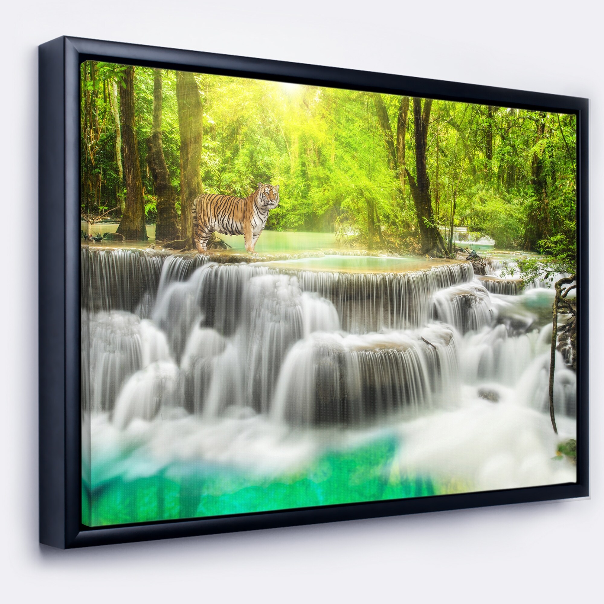 Designart Erawan Waterfall In Kanchanaburi Photography Framed Canvas Art Print Overstock 18952234