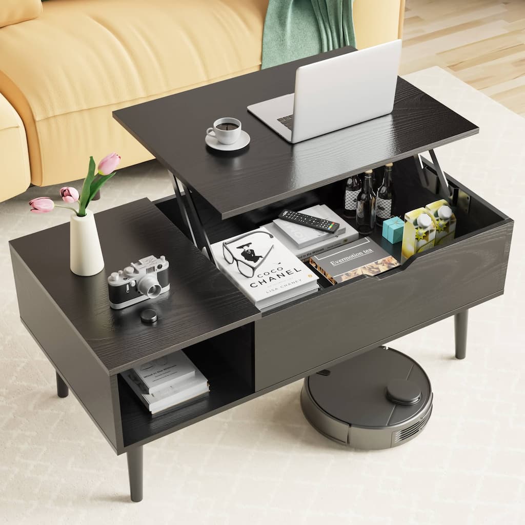 Rossetta Morden Practical Lift Top Design Coffee Table with Storage Shelf and Hidden Compartment