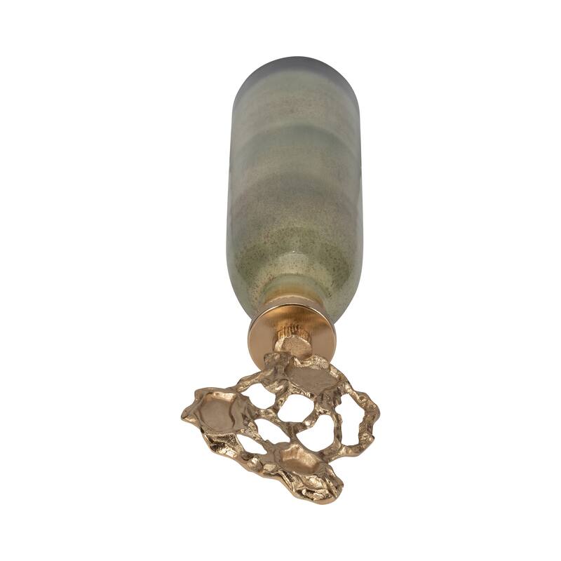 Sagebrook Home Anders Gold Floor Bottle, Cylinder, Glass, Ombre, Gold, Contemporary