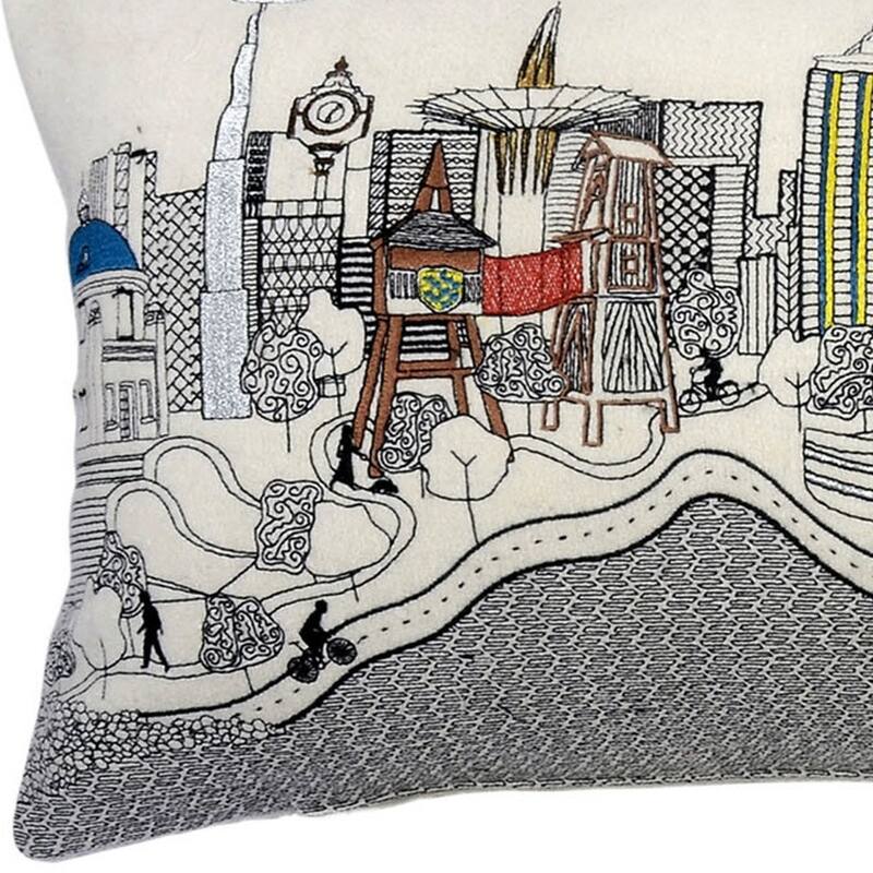 HomeRoots 25" White Tulsa Daylight Skyline Lumbar Decorative Pillow