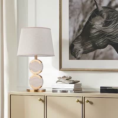 New Age Double Circle Gold Alabaster Desk Lamp, Night Stand Nordic Bedroom Table Light - N/A