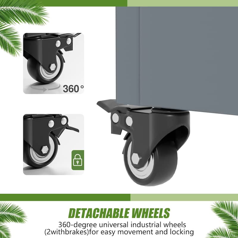 Outdoor Metal Galvanized Privacy Screen Planter Box with Trellis Lockable Wheels